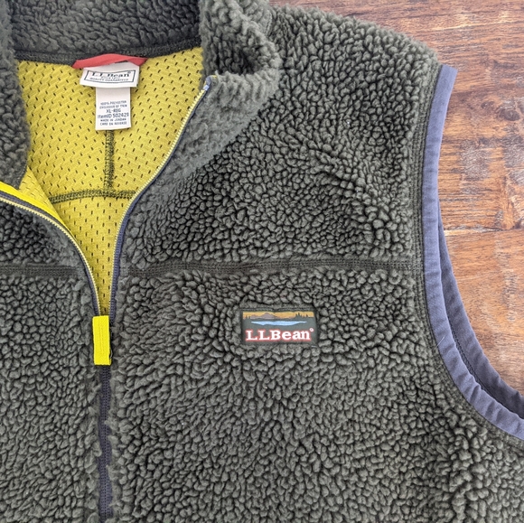 L.L. Bean Mountain Pile Sherpa Fleece Vest Men's XL-Regular Olive Green Adult - Picture 6 of 9